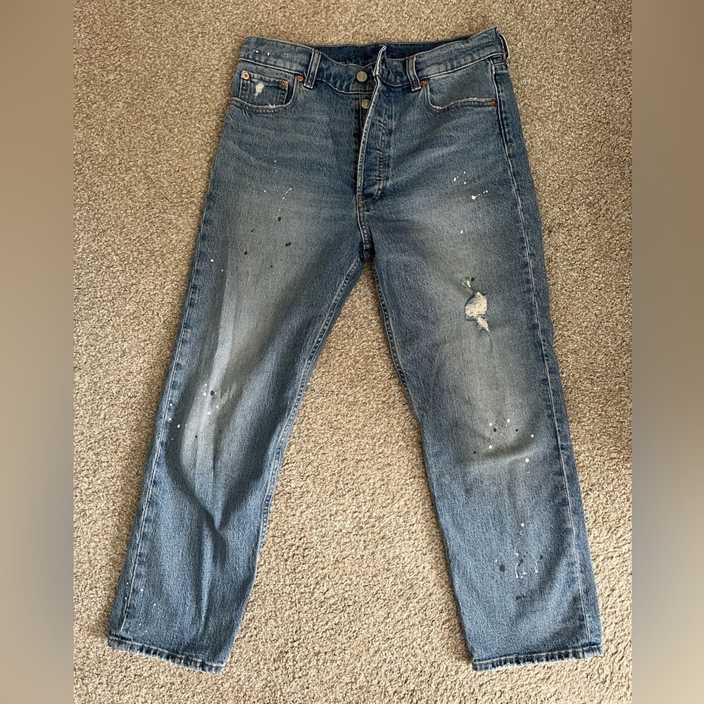 Gap cheeky straight high rise distressed denim